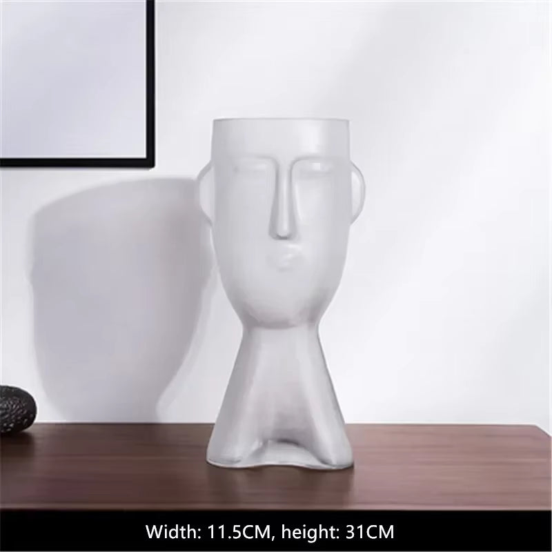 Face Art Glass Vase – Modern Decorative Flower Arrangement Vase