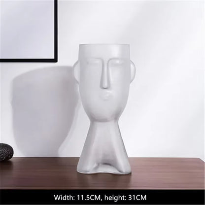 Face Art Glass Vase – Modern Decorative Flower Arrangement Vase