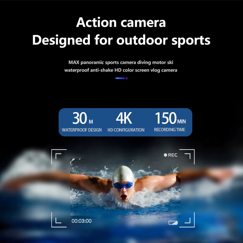 Pocket 5K HD Action Camera with 270° Rotatable Lens, Optical Image Stabilizer, Microsd / TF Card, Waterproof Housing,