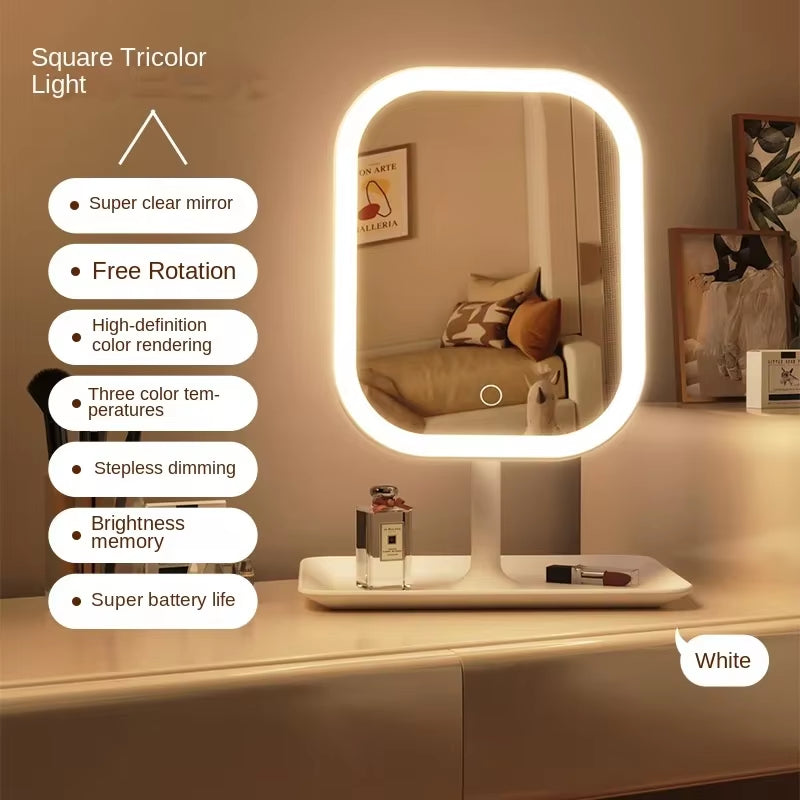 Modern LED Vanity Mirror – Touch Control, 3 Color Light Makeup Mirror