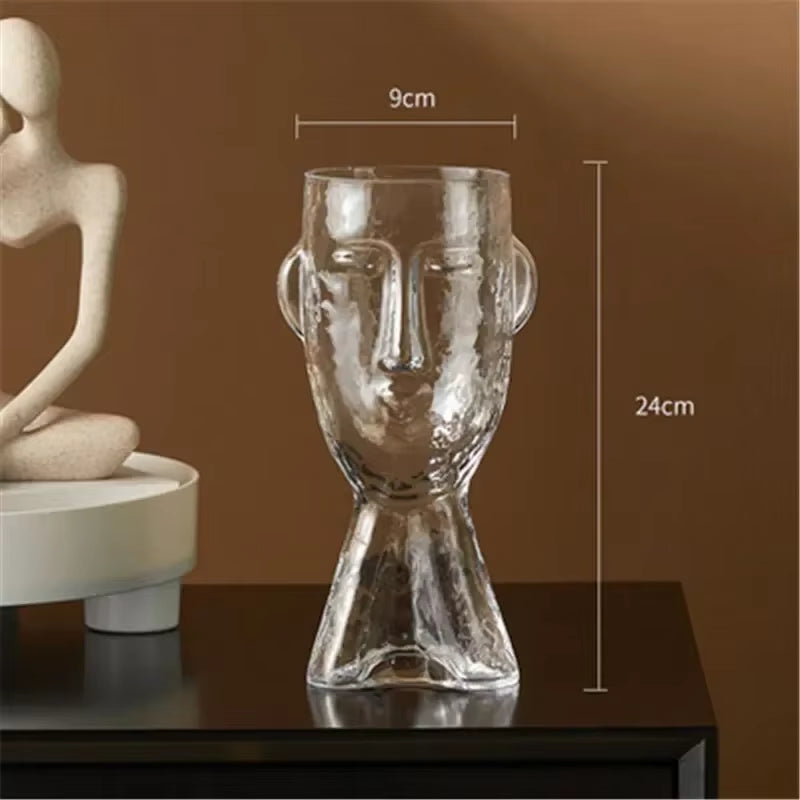Face Art Glass Vase – Modern Decorative Flower Arrangement Vase
