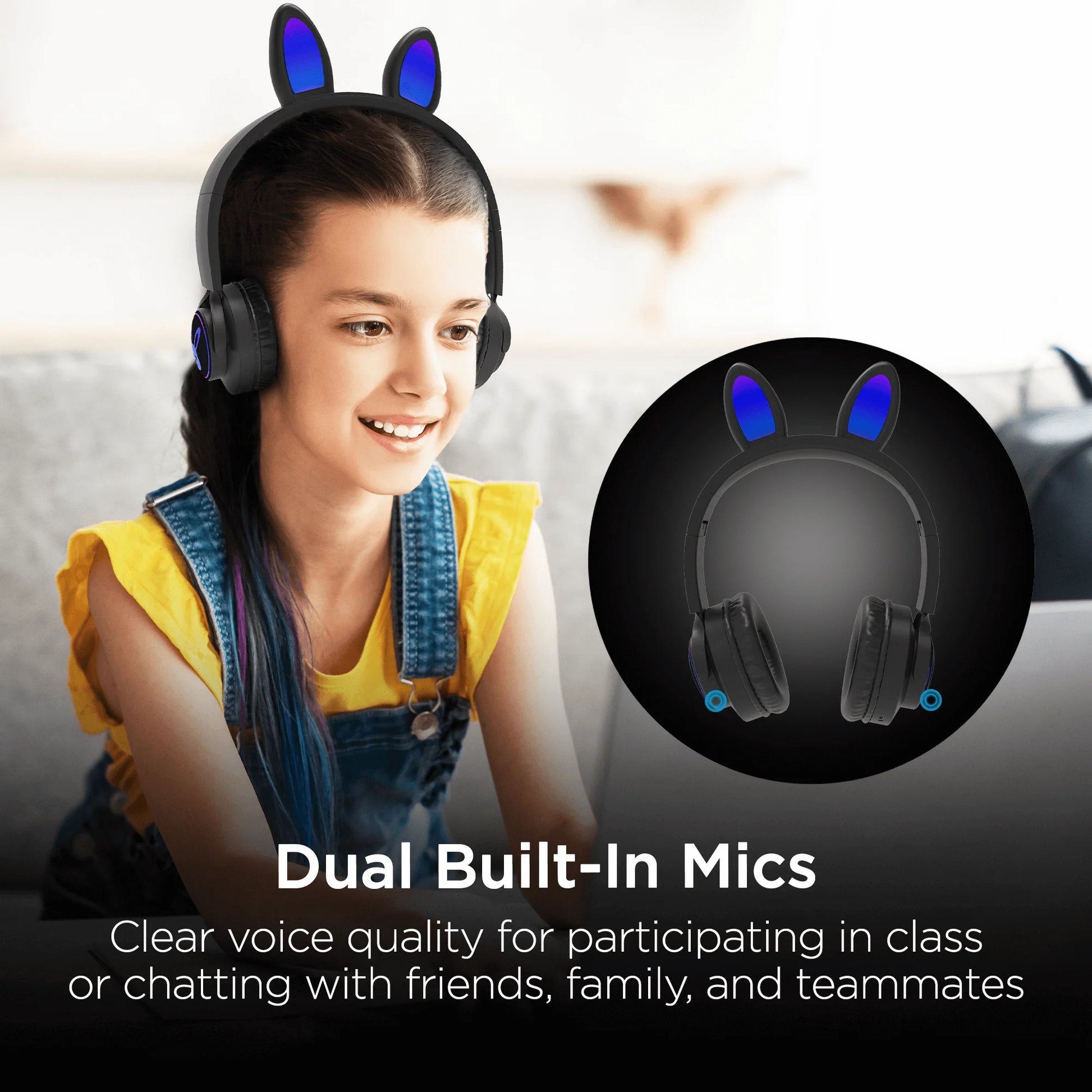 HyperGear Bunny Tracks Wireless Light-Up Headphones – Fun LED Design