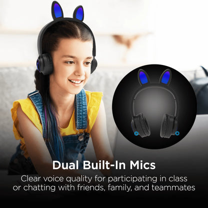 HyperGear Bunny Tracks Wireless Light-Up Headphones – Fun LED Design