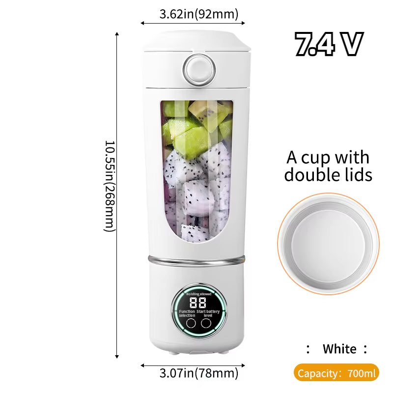 Portable 2-in-1 Juice Maker Blender – 700ML, 12-Blade High-Speed Mixing