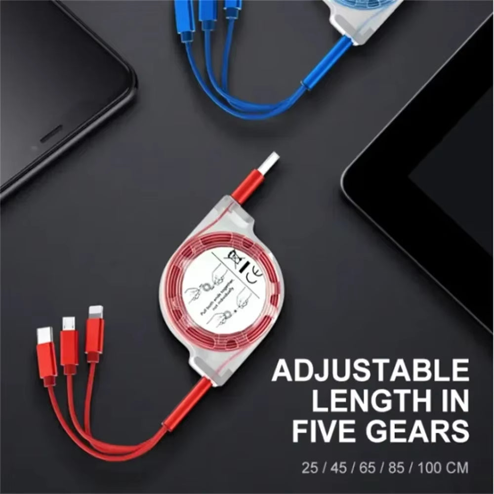 3-in-1 Fast Charging Cable – USB-C to Lightning, Type-C & Micro USB (3A)
