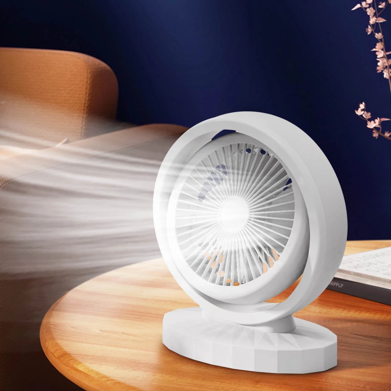 Mini USB Desk Fan with LED Night Light – Quiet, Powerful & Rechargeable