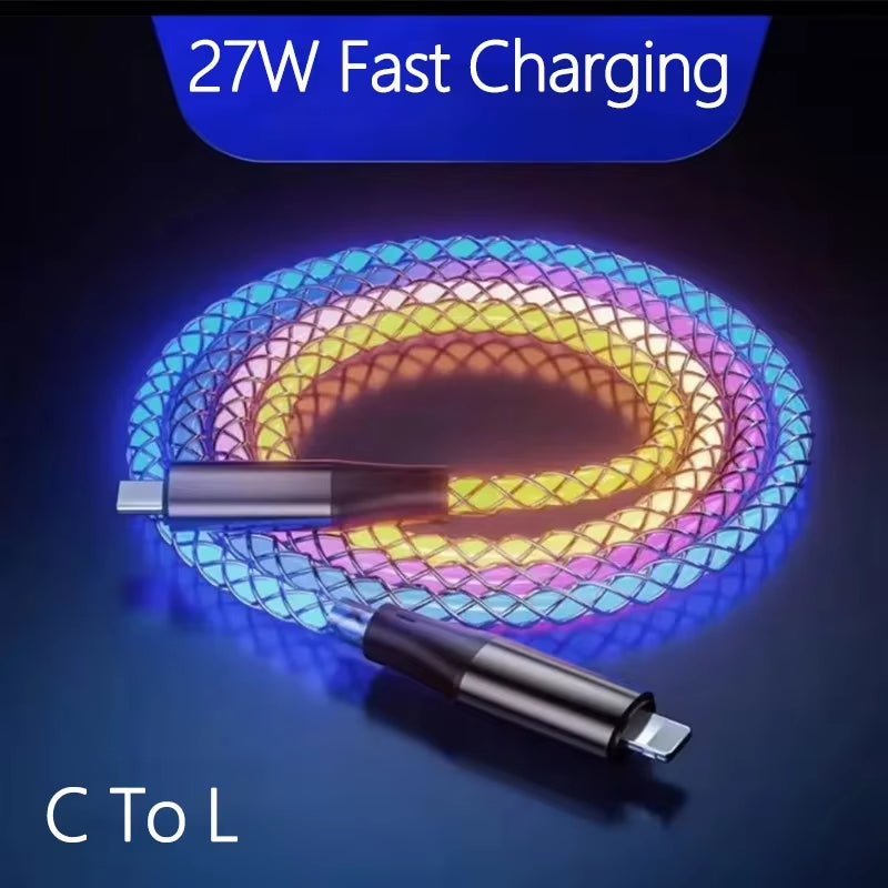 LED Glowing USB-A to Type-C Fast Charging Cable – 66W, 1M