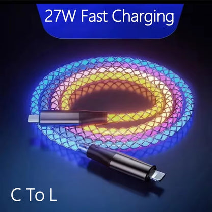 LED Glowing USB-A to Type-C Fast Charging Cable – 66W, 1M
