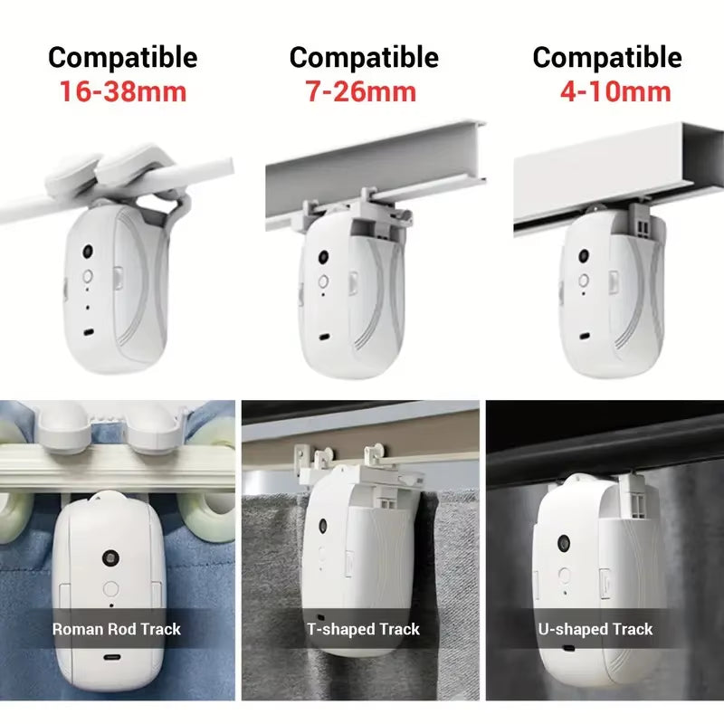 Smart Automatic Curtain Opener – App, Voice & Remote Control (WiFi + Bluetooth)