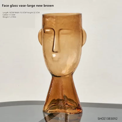 Face Art Glass Vase – Modern Decorative Flower Arrangement Vase