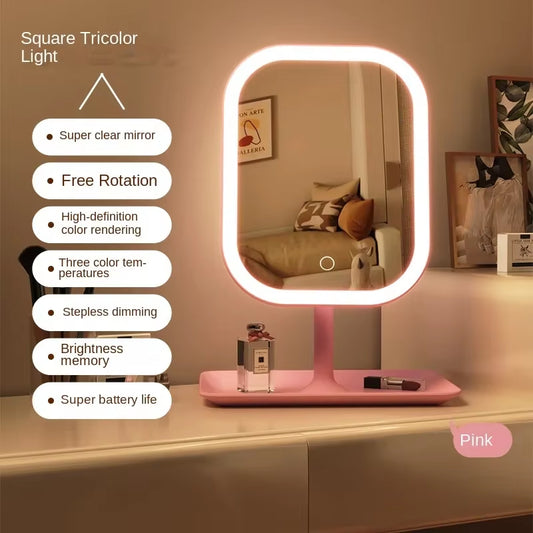 Modern LED Vanity Mirror – Touch Control, 3 Color Light Makeup Mirror