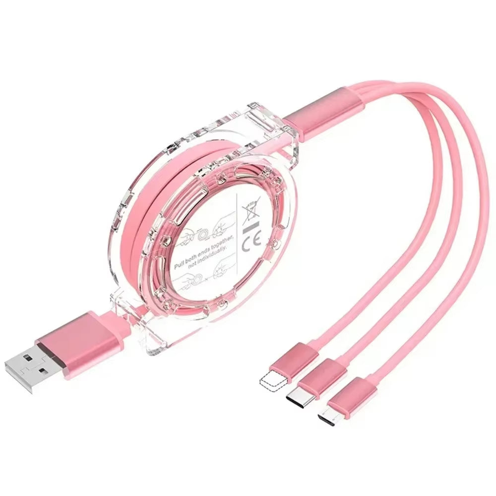 3-in-1 Fast Charging Cable – USB-C to Lightning, Type-C & Micro USB (3A)