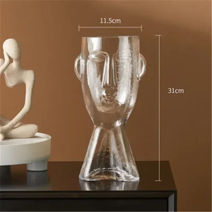 Face Art Glass Vase – Modern Decorative Flower Arrangement Vase