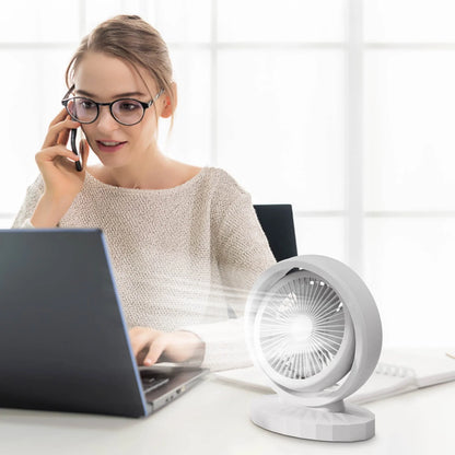 Mini USB Desk Fan with LED Night Light – Quiet, Powerful & Rechargeable