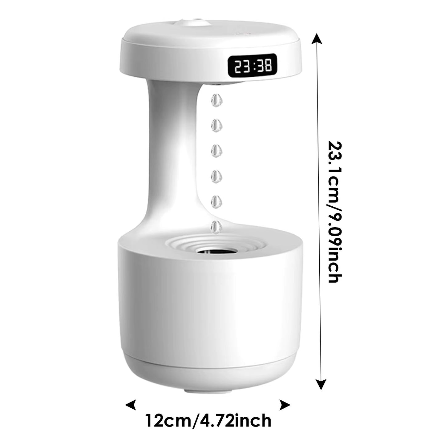 800ML Gravity Water Droplet Air Humidifier – LED Display Cool Mist Diffuser