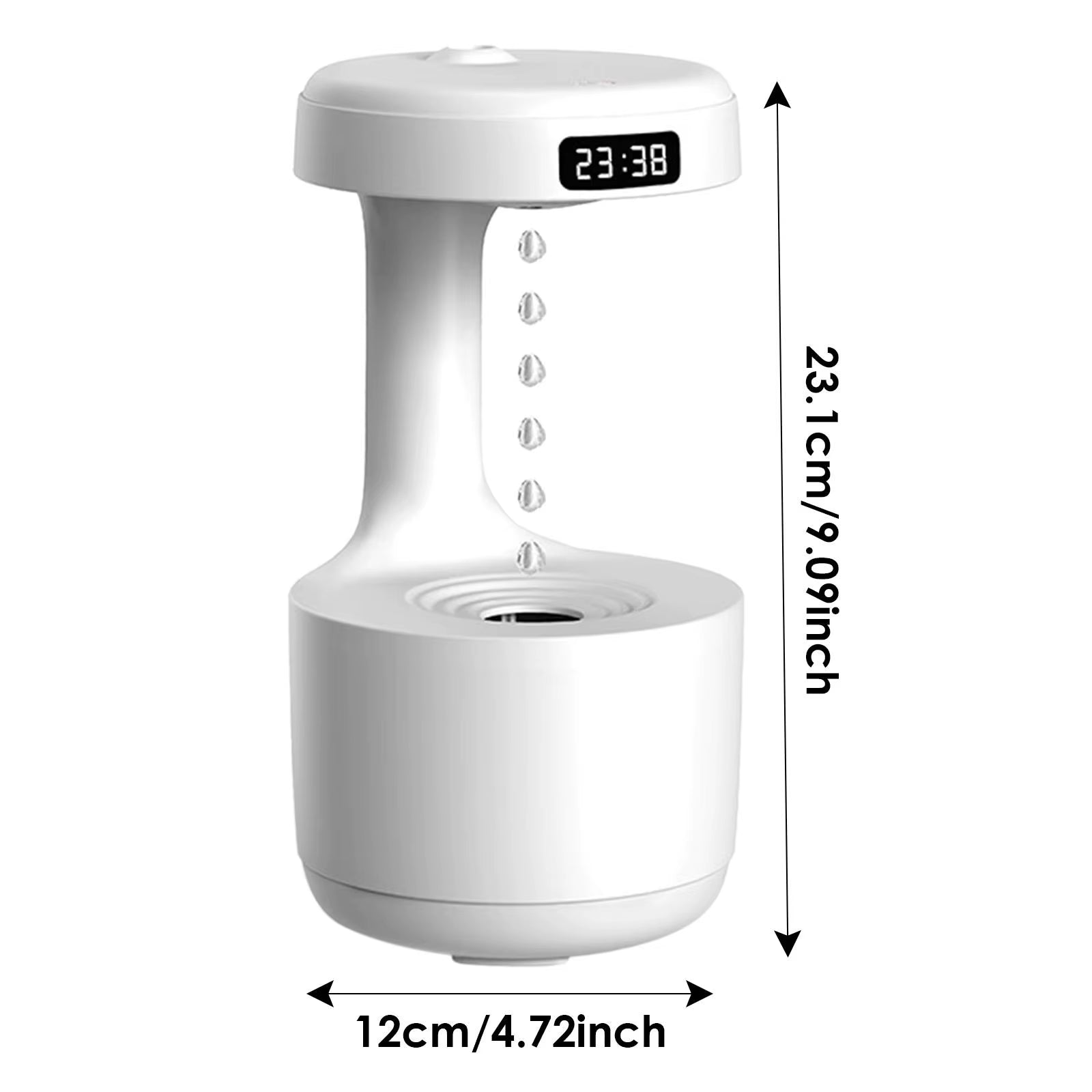 800ML Gravity Water Droplet Air Humidifier – LED Display Cool Mist Diffuser