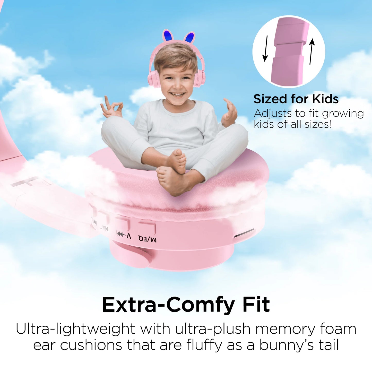 HyperGear Bunny Tracks Wireless Light-Up Headphones – Fun LED Design