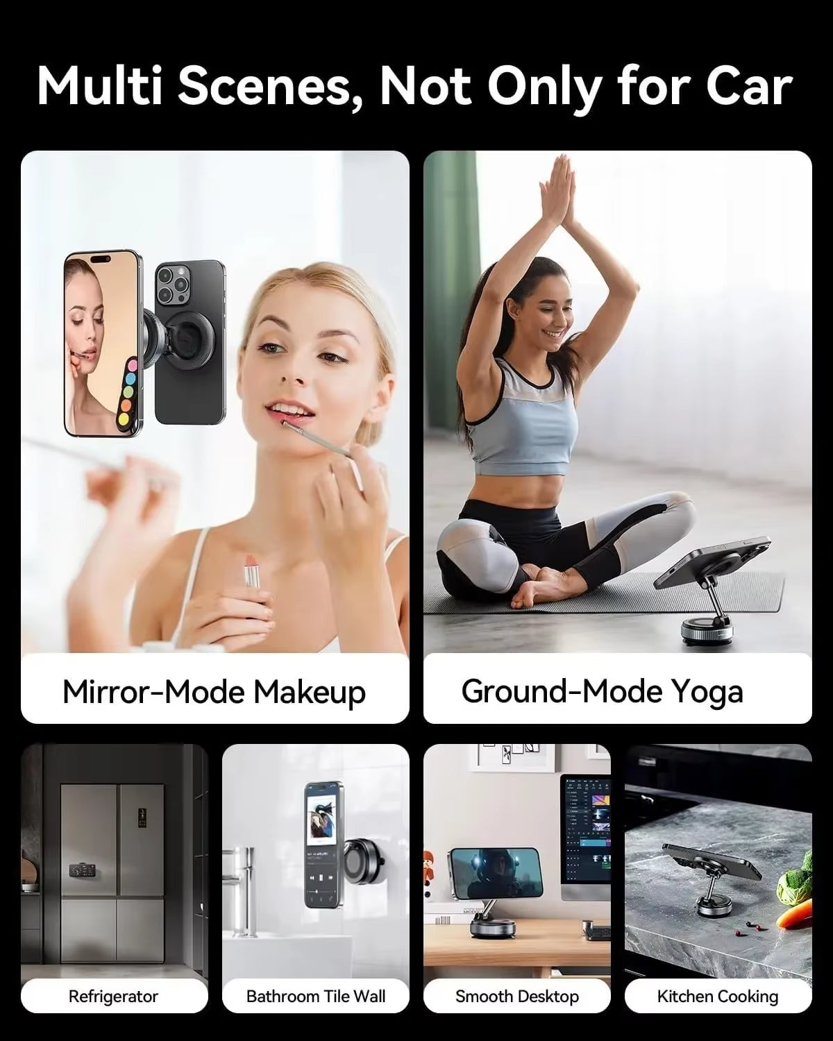 2025 Magnetic Phone Holder Magsafe Compatible Vacuum Suction Cup 360° Rotation Car Truck Mount Universal Fit Portable Foldable