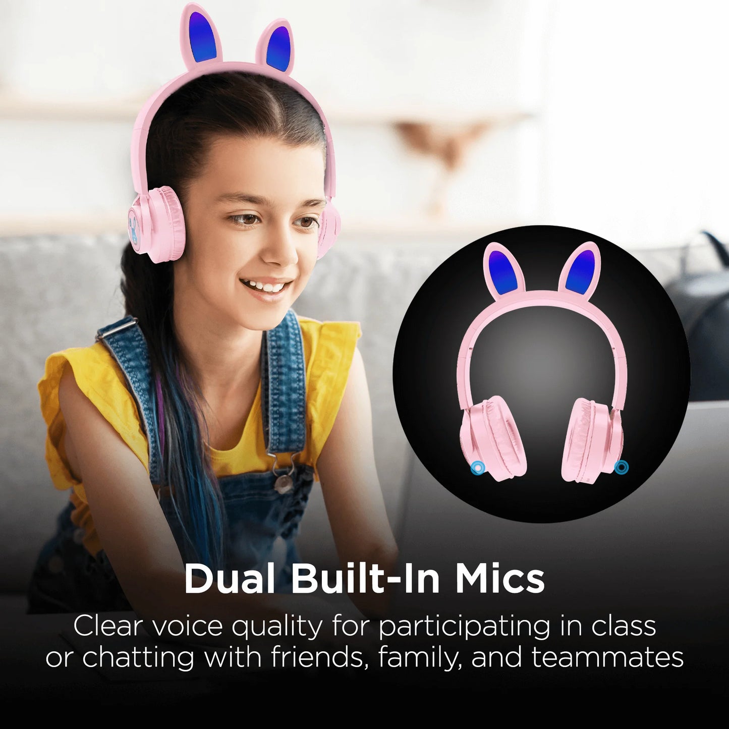HyperGear Bunny Tracks Wireless Light-Up Headphones – Fun LED Design