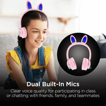 HyperGear Bunny Tracks Wireless Light-Up Headphones – Fun LED Design