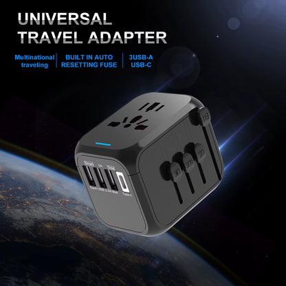 Universal Travel Adapter with USB & Type-C – Fast Charging Worldwide