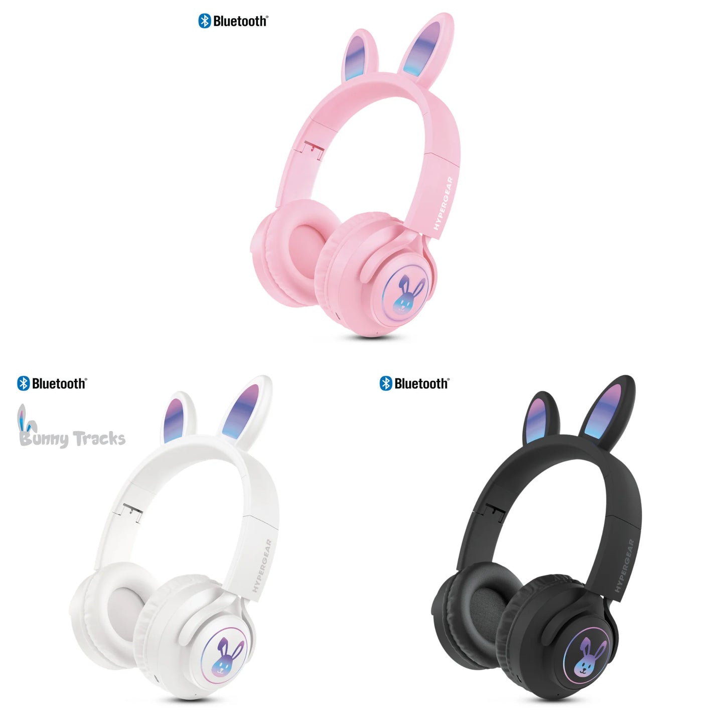 HyperGear Bunny Tracks Wireless Light-Up Headphones – Fun LED Design