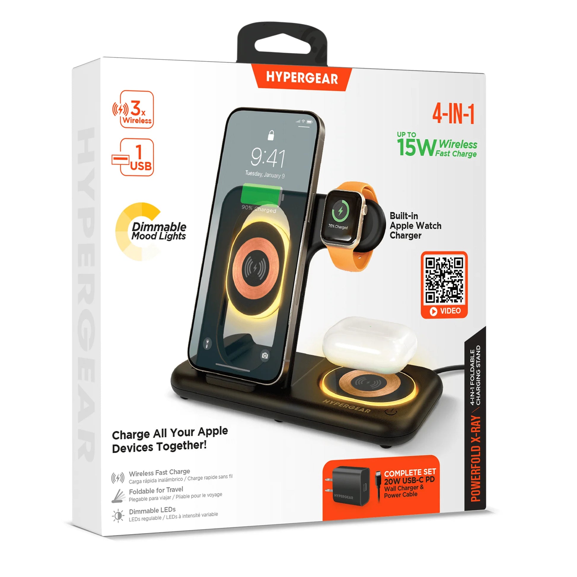 HyperGear 4-in-1 Wireless Charging Stand – Fast, All-in-One Power Hub