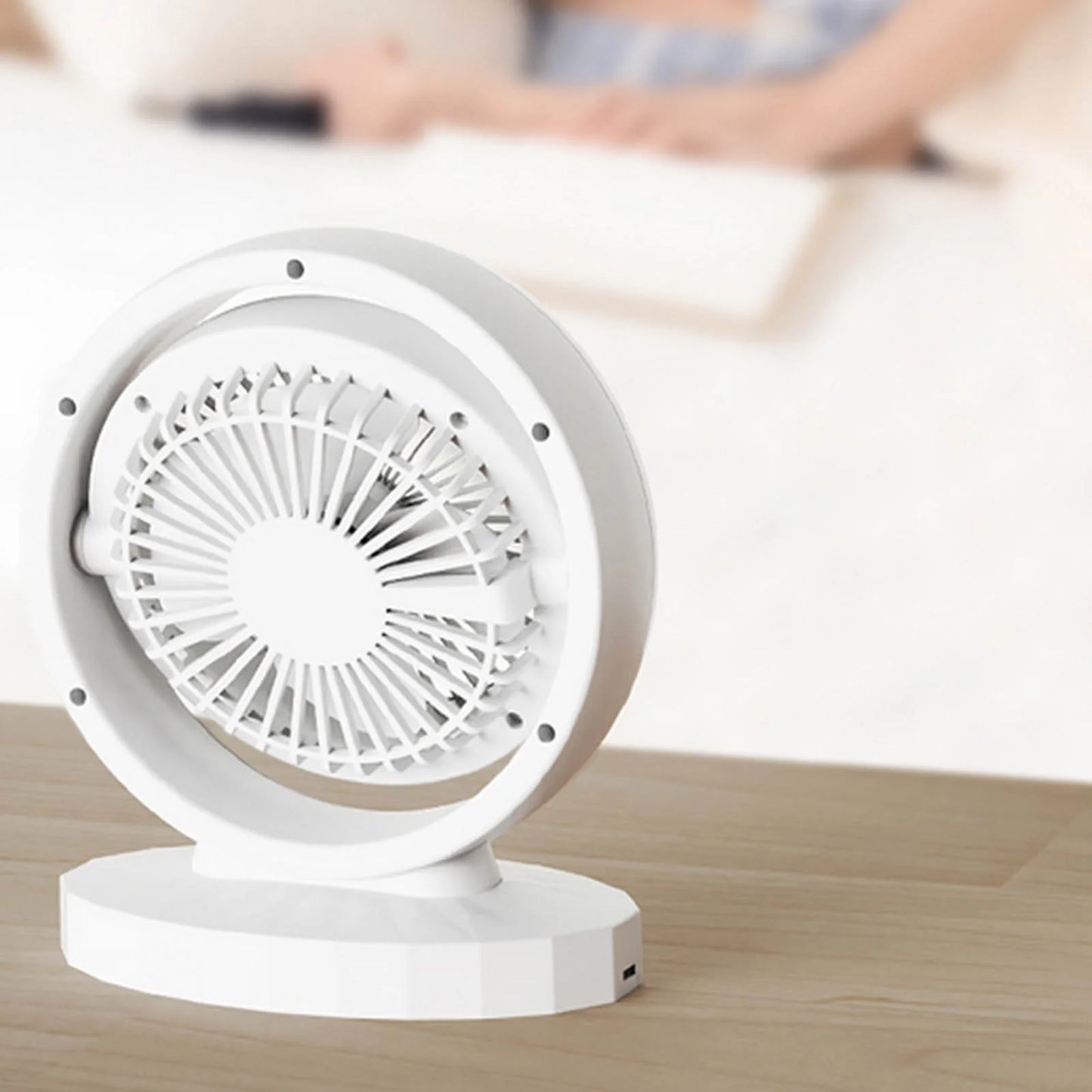 Mini USB Desk Fan with LED Night Light – Quiet, Powerful & Rechargeable