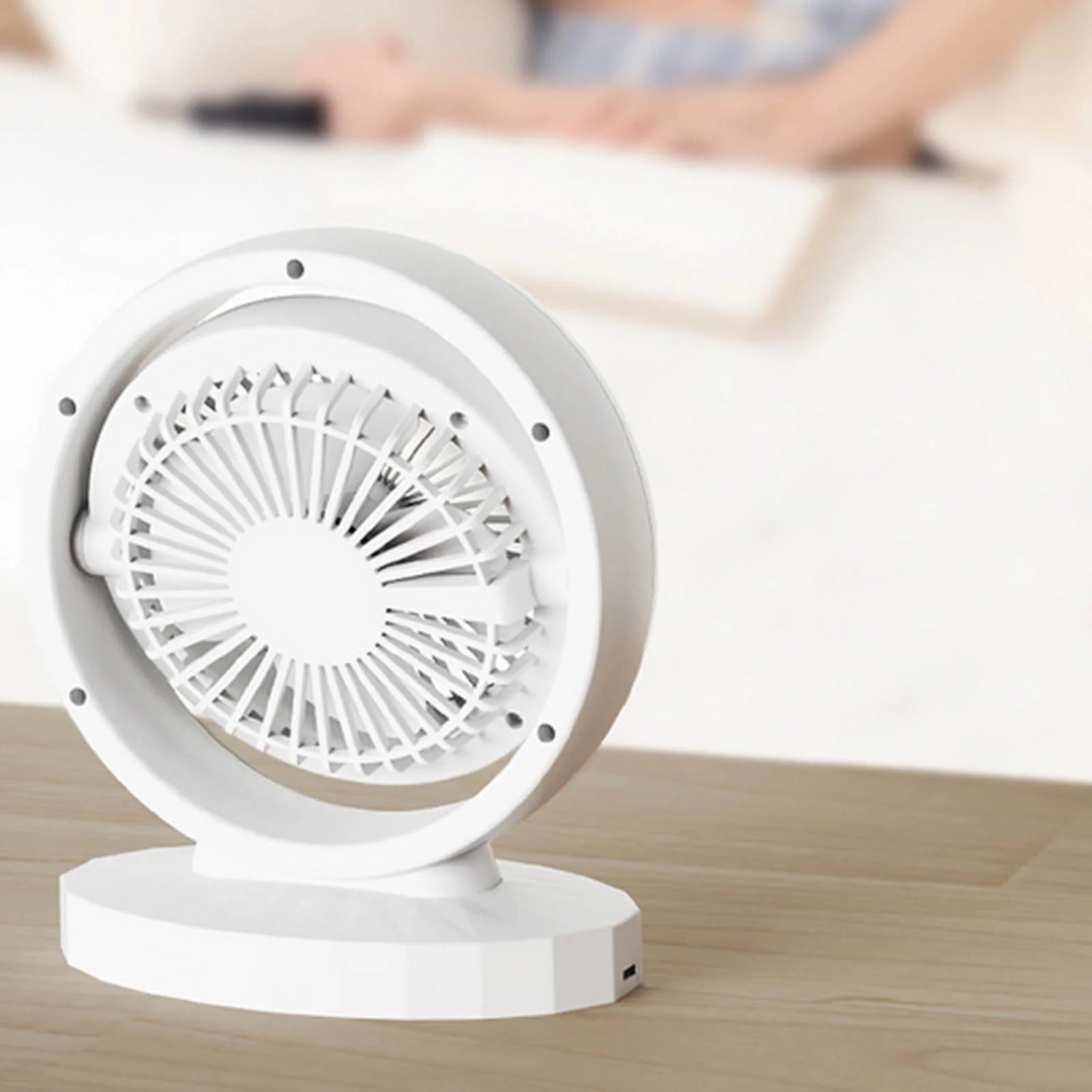 Mini USB Desk Fan with LED Night Light – Quiet, Powerful & Rechargeable