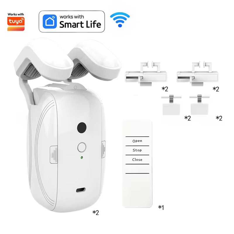 Smart Automatic Curtain Opener – App, Voice & Remote Control (WiFi + Bluetooth)