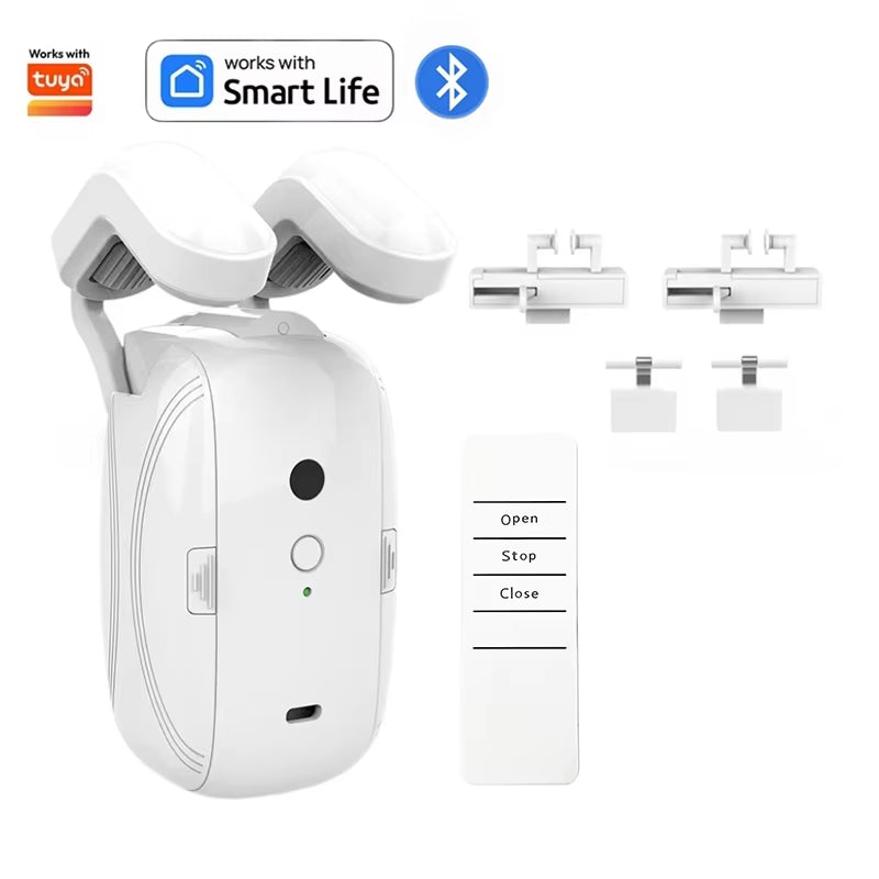 Smart Automatic Curtain Opener – App, Voice & Remote Control (WiFi + Bluetooth)