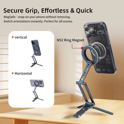 COBONE Magnetic Phone Tripod Holder – Foldable, Adjustable & Travel-Ready