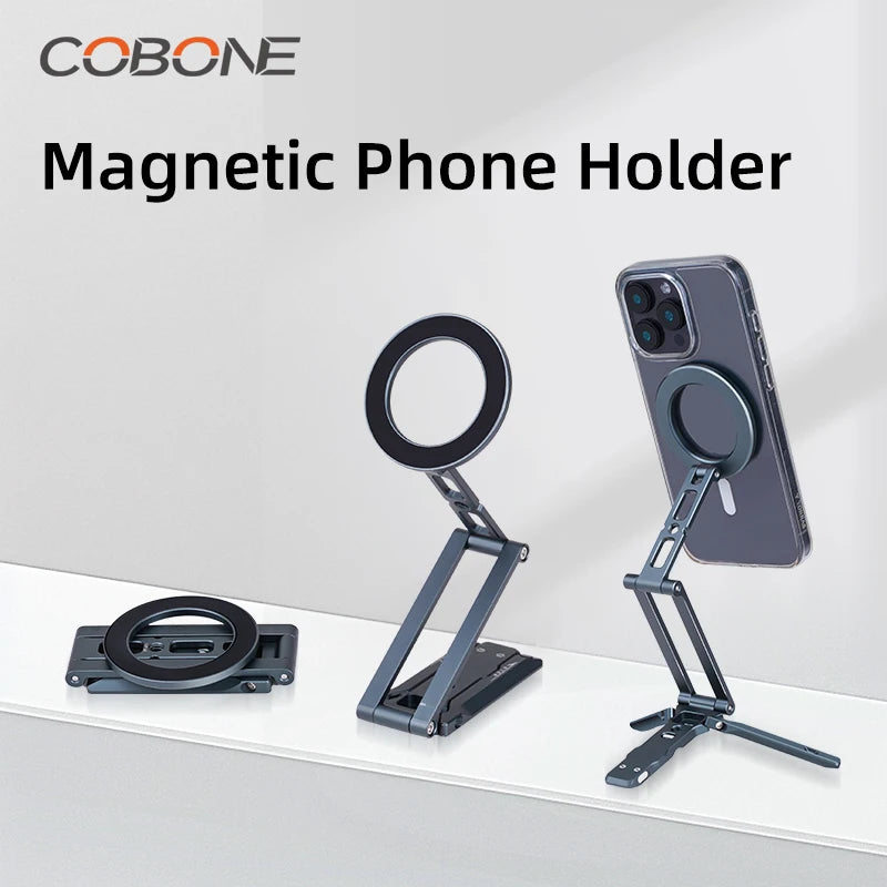 COBONE Magnetic Phone Tripod Holder – Foldable, Adjustable & Travel-Ready