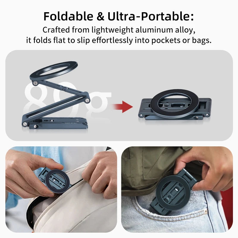 COBONE Magnetic Phone Tripod Holder – Foldable, Adjustable & Travel-Ready