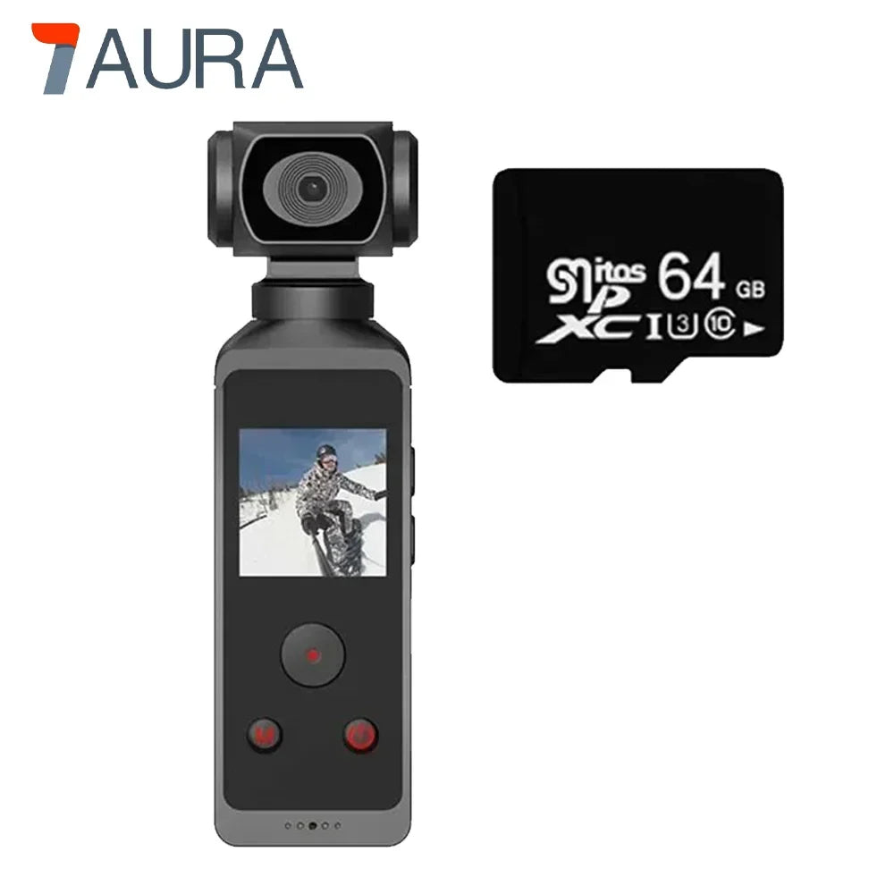 Pocket 5K HD Action Camera with 270° Rotatable Lens, Optical Image Stabilizer, Microsd / TF Card, Waterproof Housing,