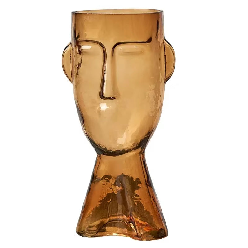 Face Art Glass Vase – Modern Decorative Flower Arrangement Vase