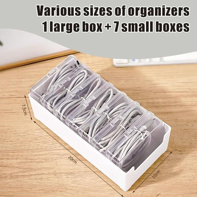 Desktop Cable Organizer Box – Tidy Storage for Chargers & Cables