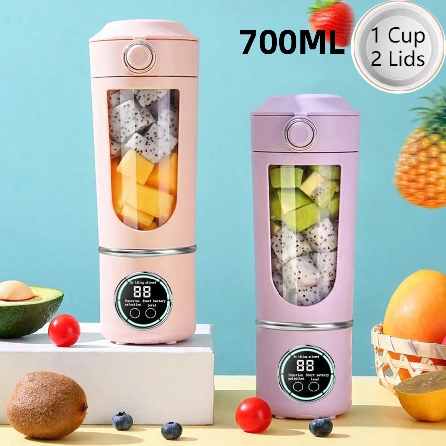 Portable 2-in-1 Juice Maker Blender – 700ML, 12-Blade High-Speed Mixing