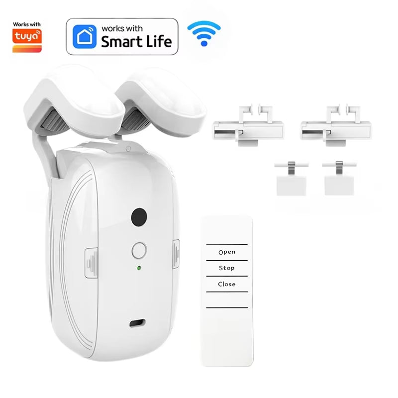Smart Automatic Curtain Opener – App, Voice & Remote Control (WiFi + Bluetooth)