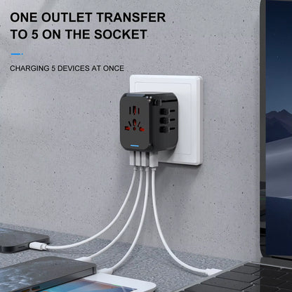 Universal Travel Adapter with USB & Type-C – Fast Charging Worldwide