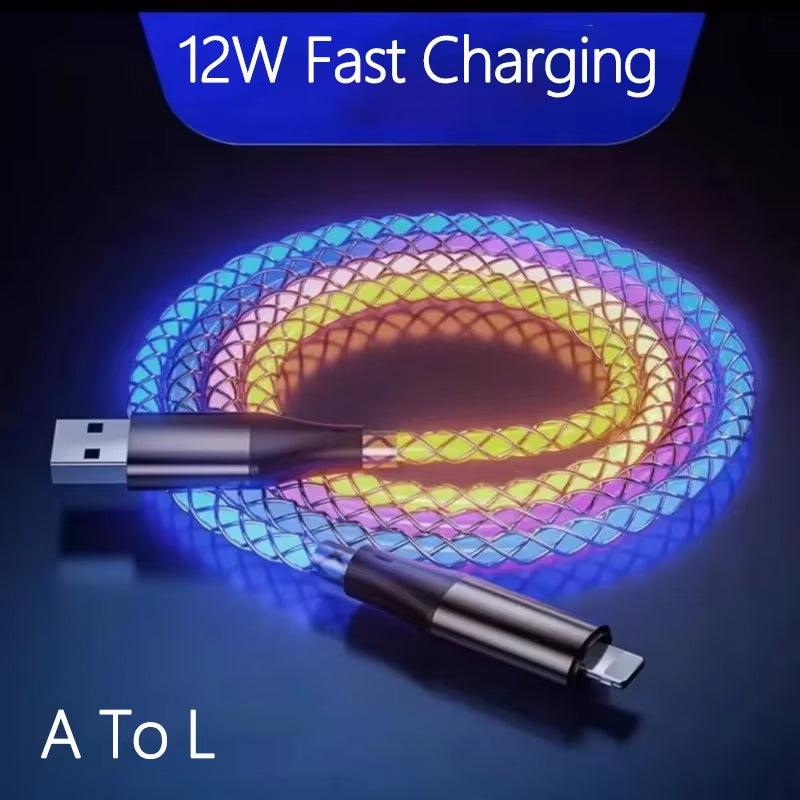LED Glowing USB-A to Type-C Fast Charging Cable – 66W, 1M