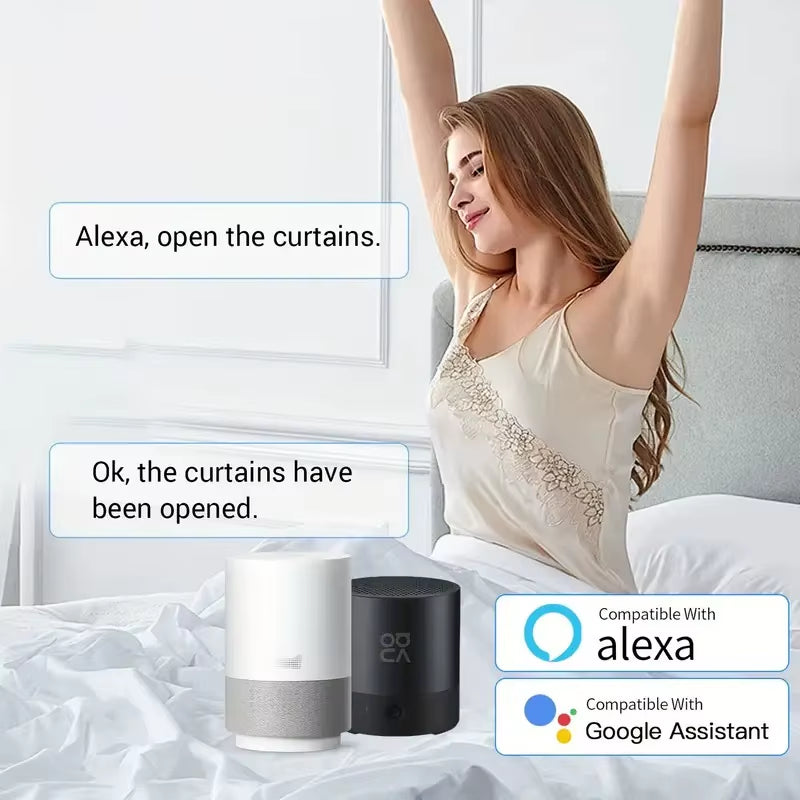 Smart Automatic Curtain Opener – App, Voice & Remote Control (WiFi + Bluetooth)
