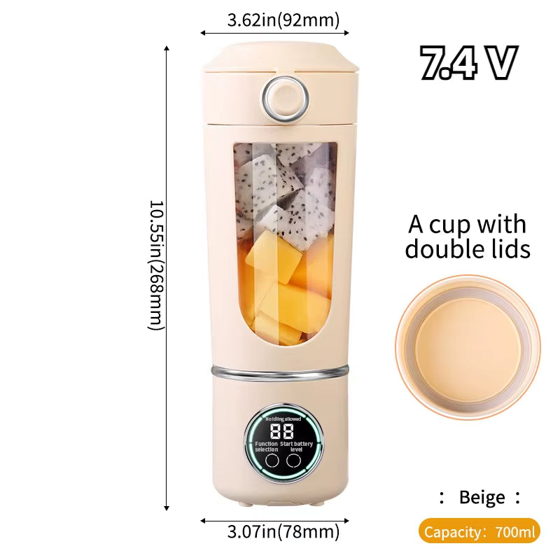 Portable 2-in-1 Juice Maker Blender – 700ML, 12-Blade High-Speed Mixing