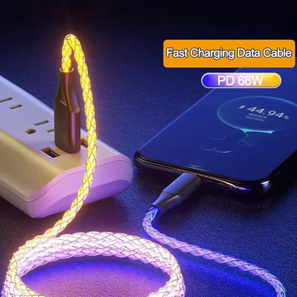 LED Glowing USB-A to Type-C Fast Charging Cable – 66W, 1M
