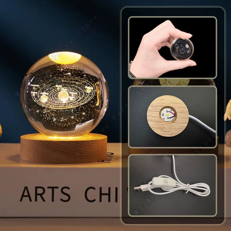 3D Crystal Ball LED Night Light – Magical Glow for Any Space