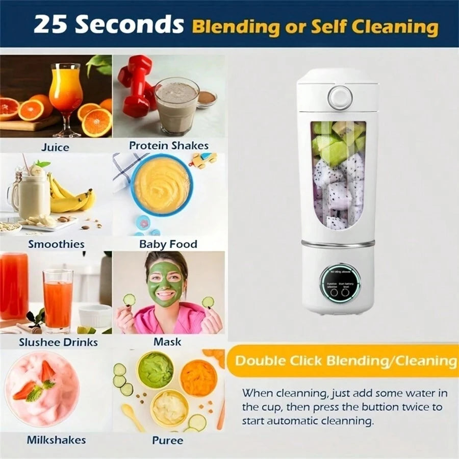 Portable 2-in-1 Juice Maker Blender – 700ML, 12-Blade High-Speed Mixing