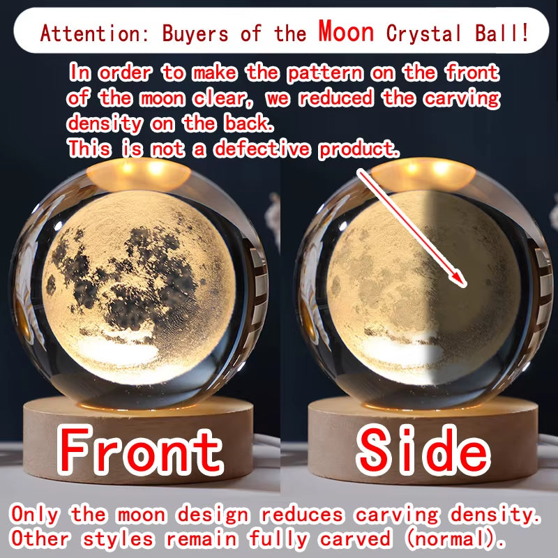 3D Crystal Ball LED Night Light – Magical Glow for Any Space