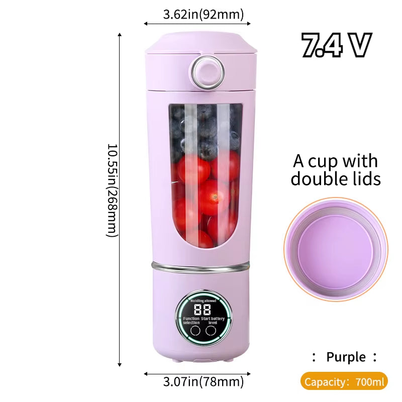 Portable 2-in-1 Juice Maker Blender – 700ML, 12-Blade High-Speed Mixing