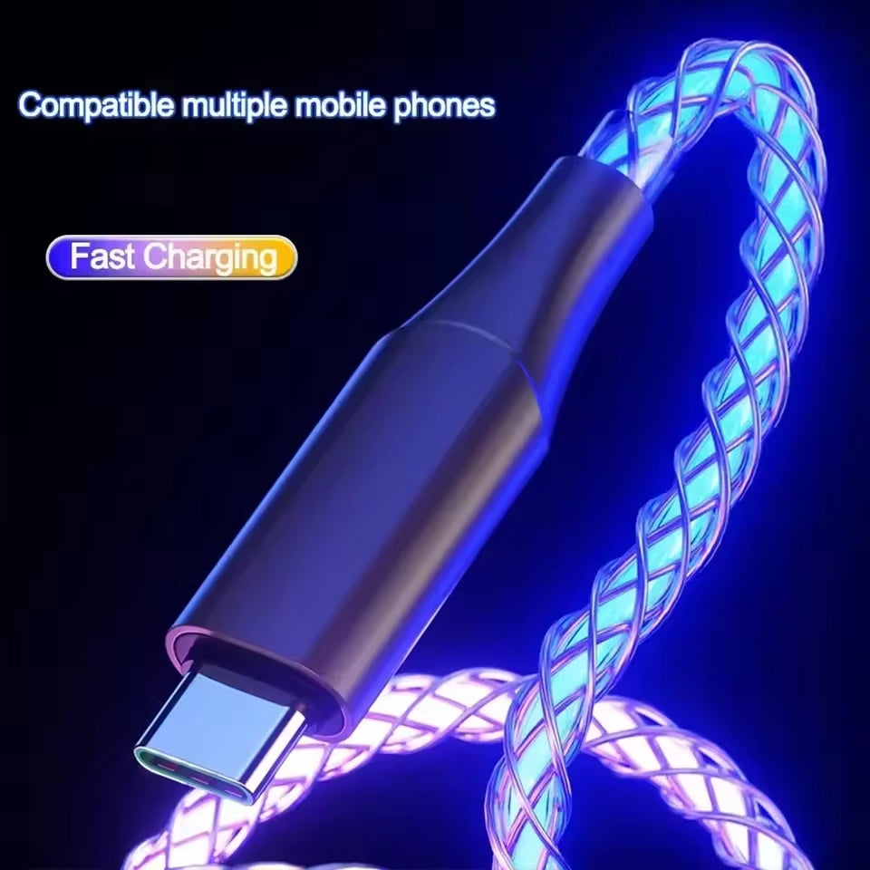 LED Glowing USB-A to Type-C Fast Charging Cable – 66W, 1M