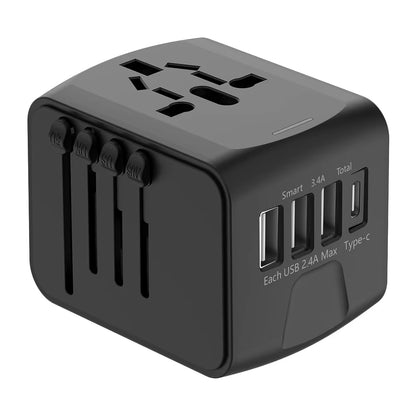Universal Travel Adapter – 100V–250V Power Plug with 3 USB & 1 Type-C Port